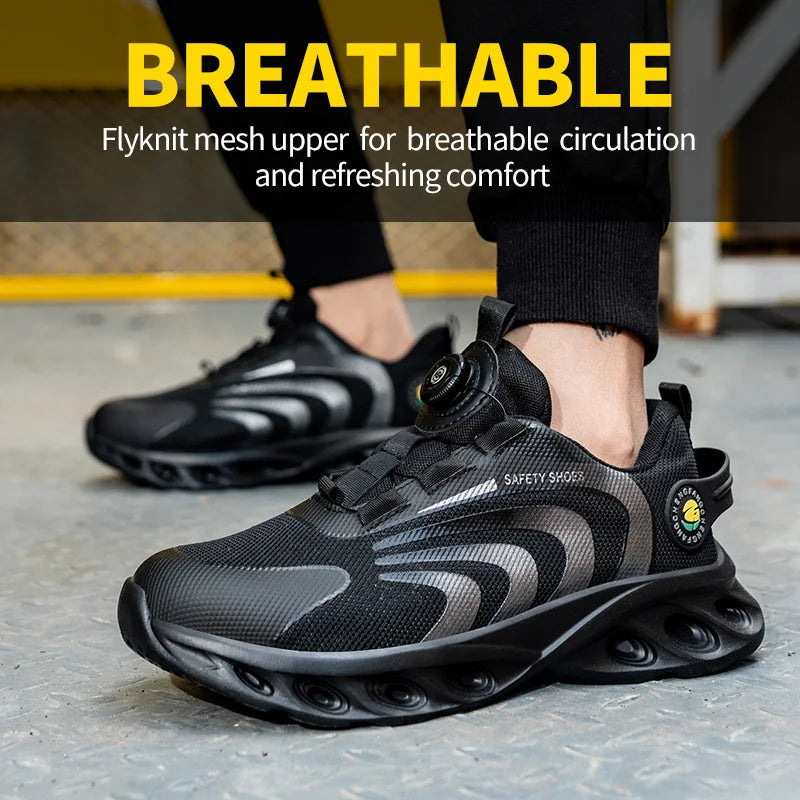 Men's Lace-Free Breathable Safety Shoes Anti-Puncture