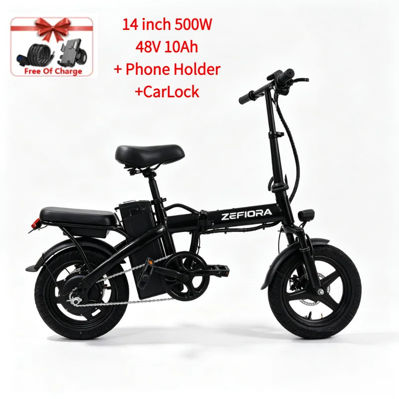 ZEFIORA Z10 Folding Electric Bike With 500W Motor UL2849 Certified