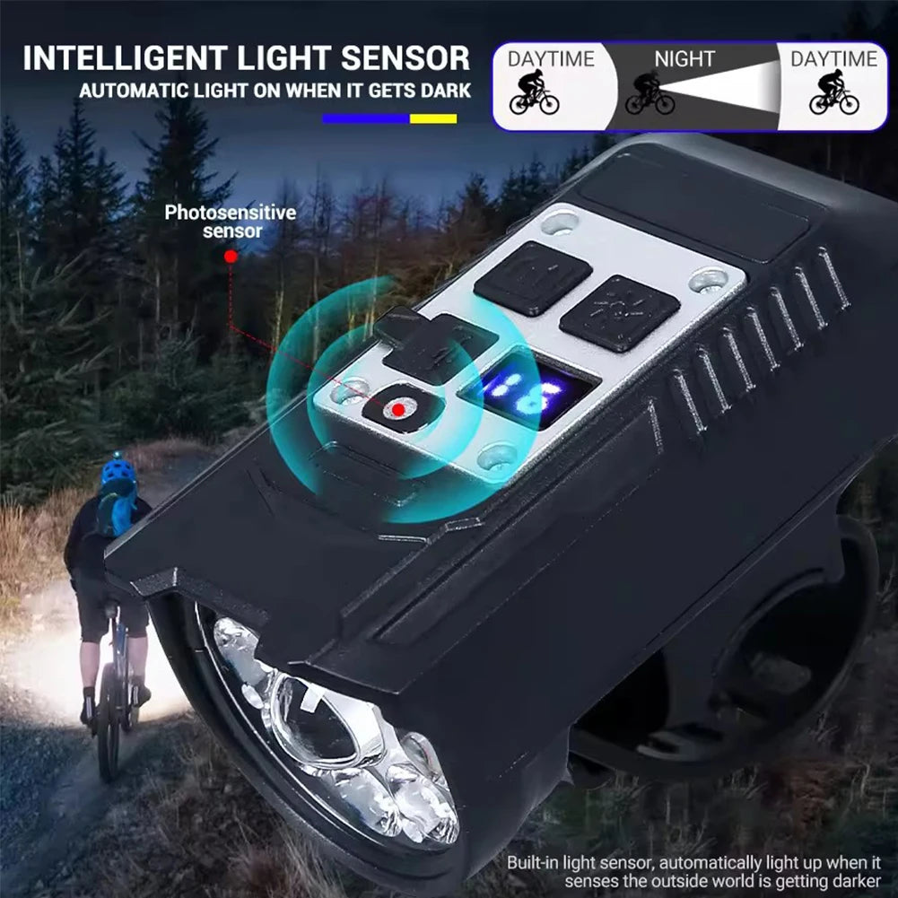 9 LED Type C Rechargeable Bike Front Light With Sensor