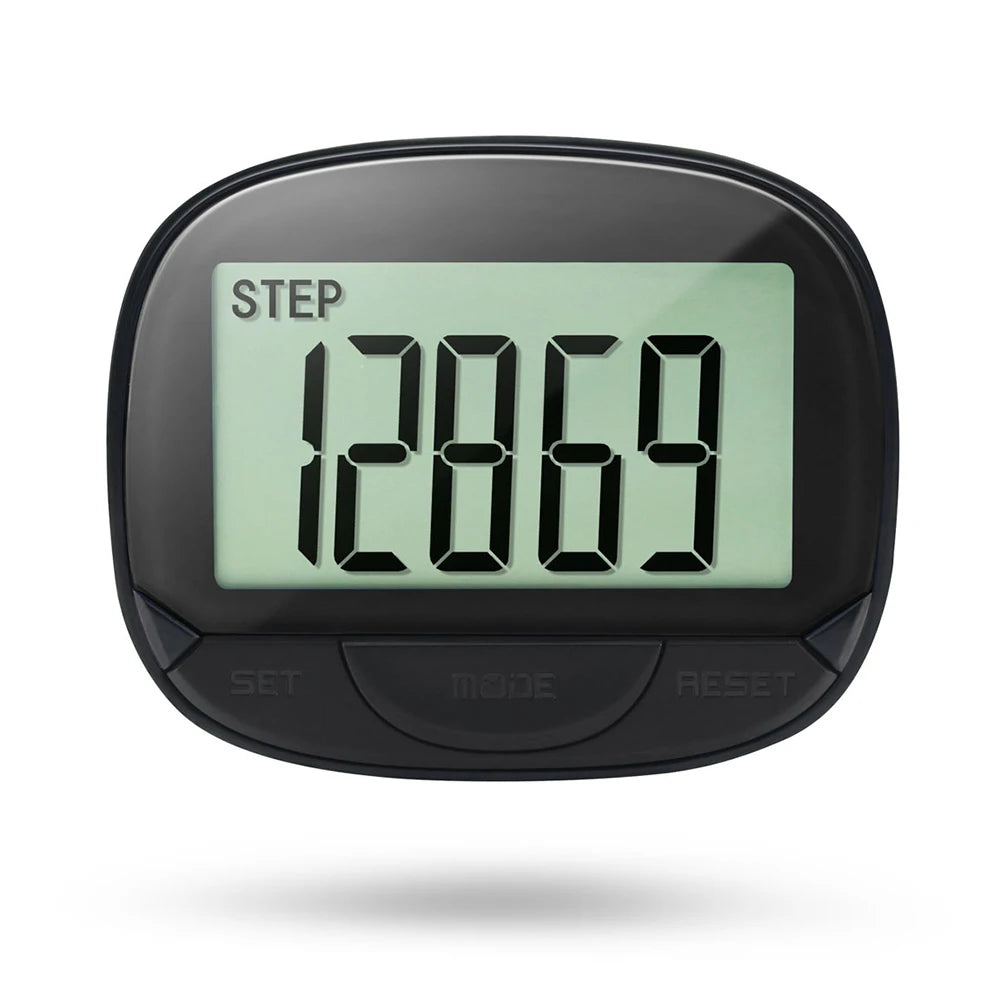 Clip-On Pedometer With Large Digital Display Simple Step Tracker