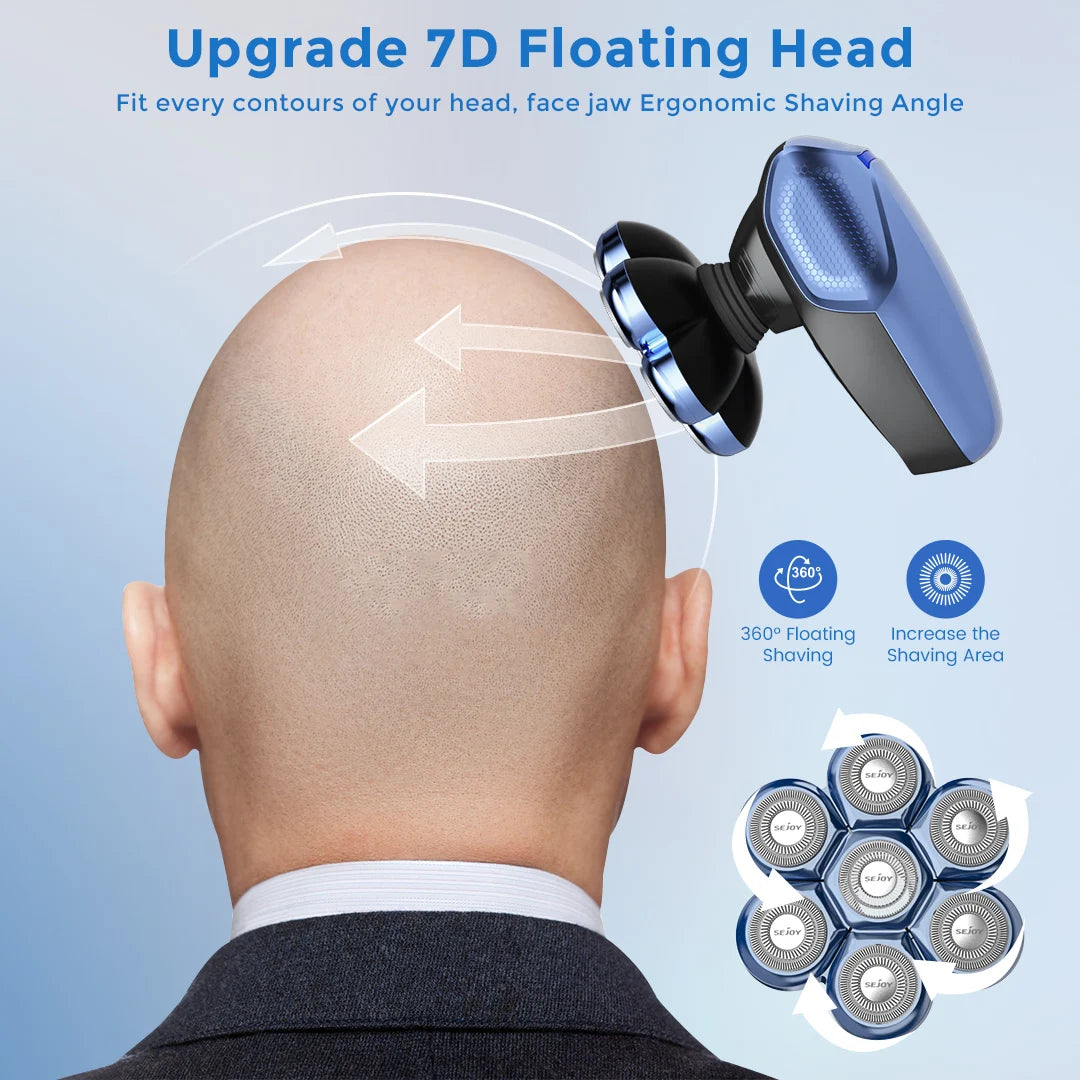 Sejoy 6 In 1 7D Head Shaver For Bald Men With Nose Hair Trimmer
