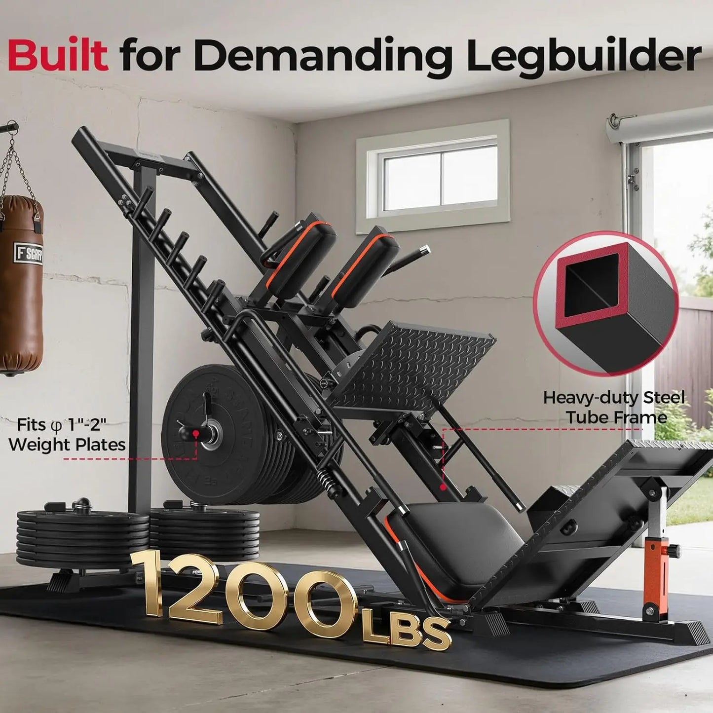 FED Fitness 3-In-1 Leg Press Hack Squat Machine With Ultra Quiet Pulley System