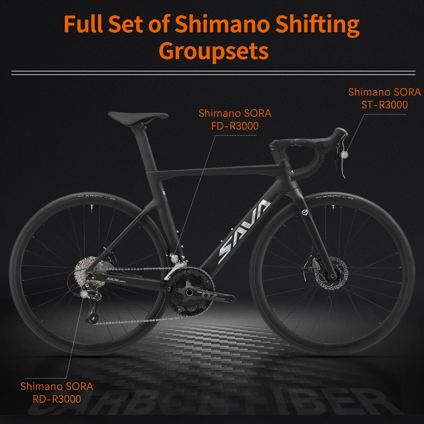 SAVA Carbon Fiber Racing Road Bicycle Integrated Handlebar