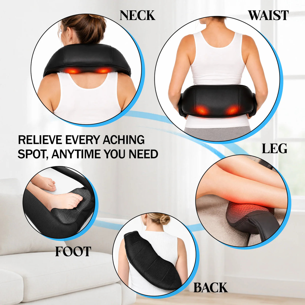 Electric Neck And Shoulder Shiatsu Massager With Heat Relaxation Aid