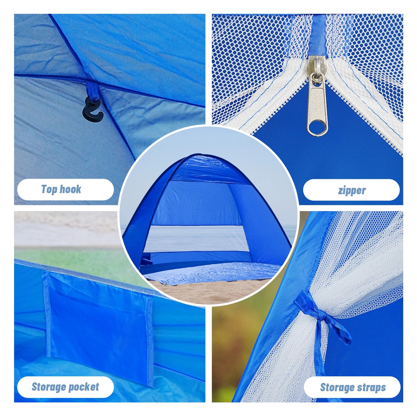 Pakicetus Pop-Up Beach Tent With Carry Bag, Compact Two-Person Design