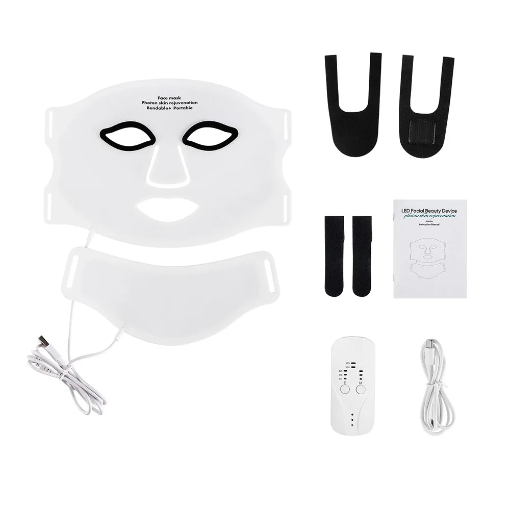 Foreverlily Silicone LED Mask With Neck Infrared Therapy 7 Colors