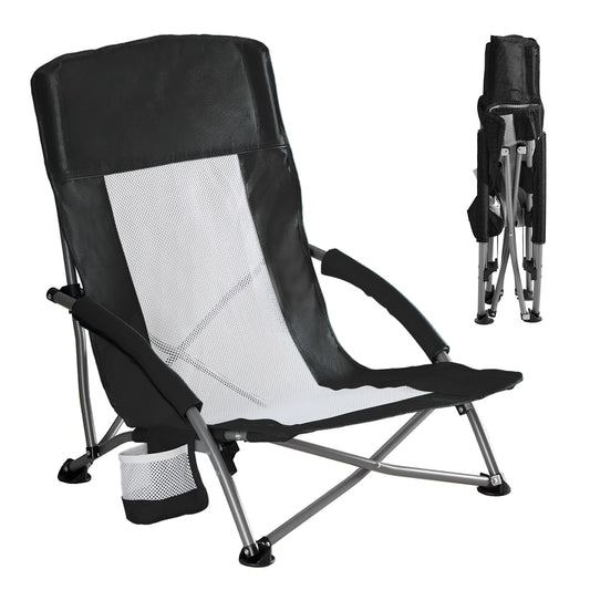 JHK Outdoor Portable Chair With Cup Holder And Padded Armrests