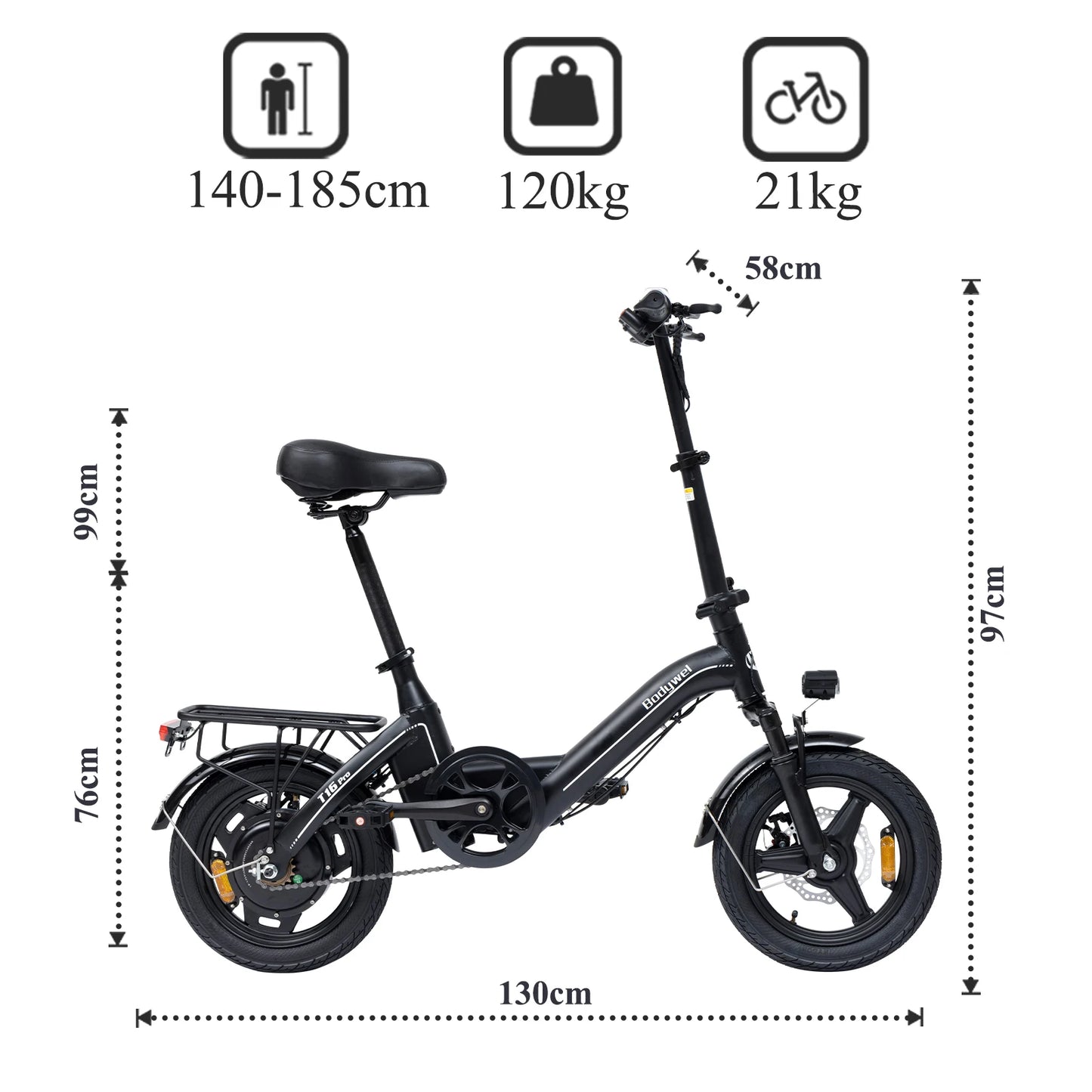 T16Pro Foldable 750W Electric Bike