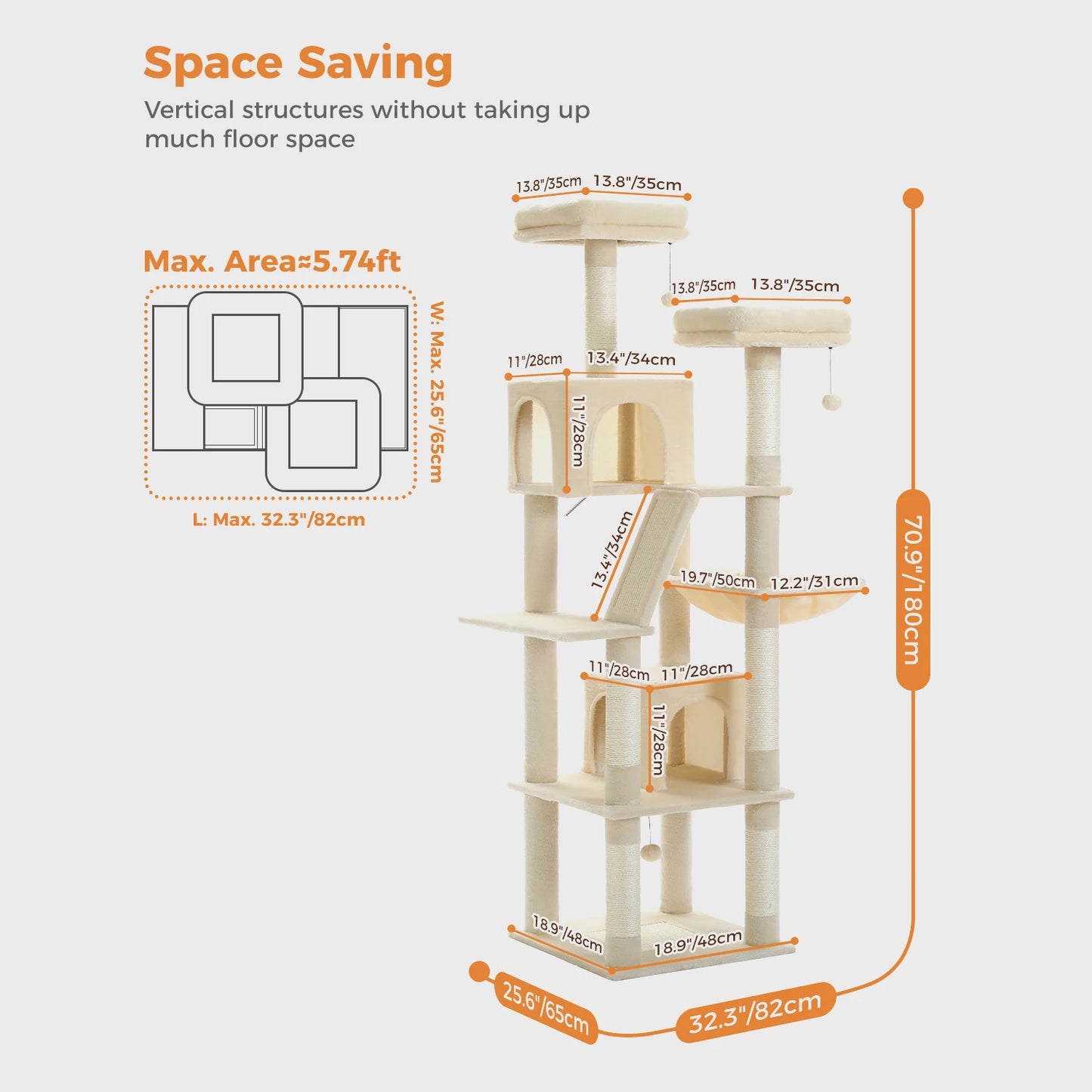 PAWZ Road Five Level Cat Tree Indoor Playground With Scratching Posts