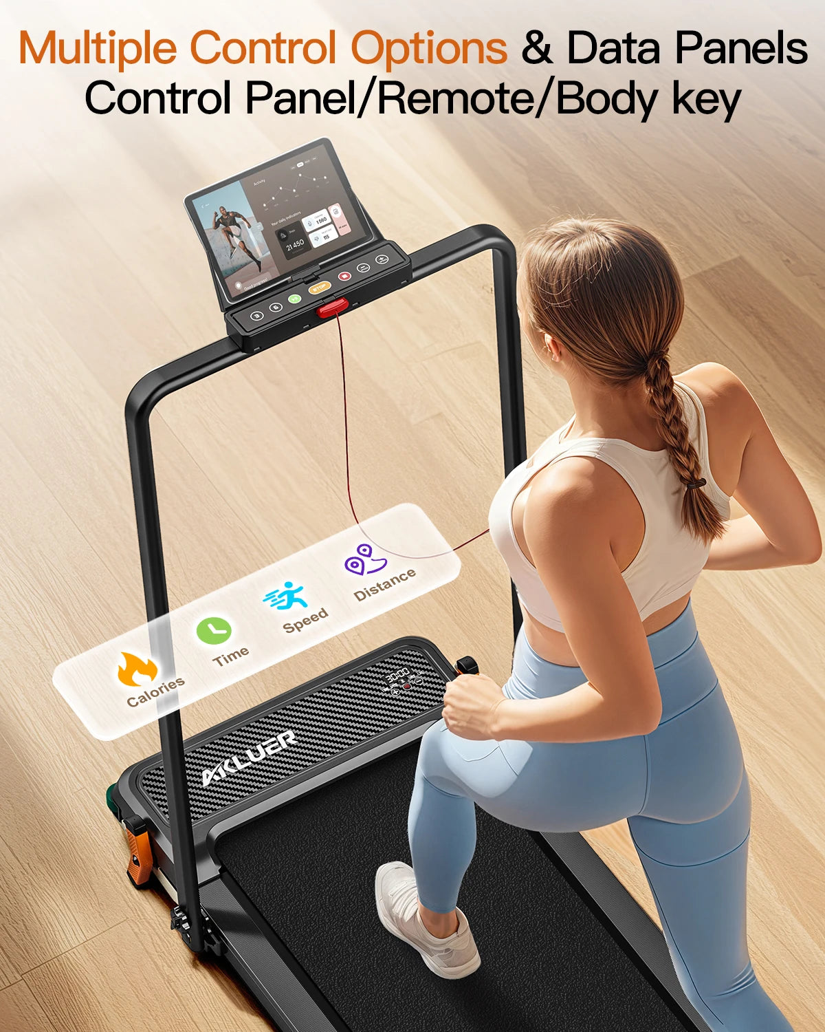 AKLUER Walking Pad Treadmill 2.5HP LCD Display For Home Use