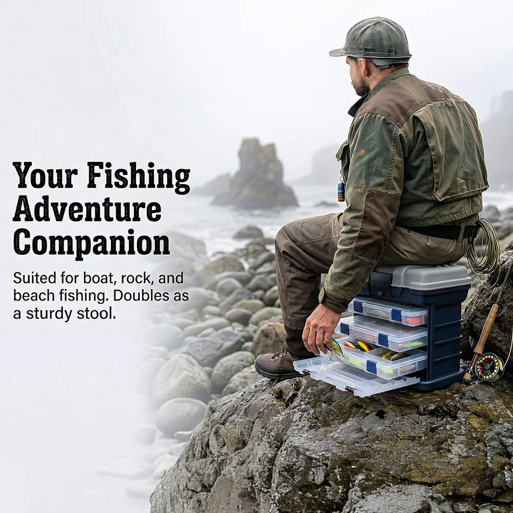 YJ 4 Tier Fishing Tackle Box With Adjustable Dividers