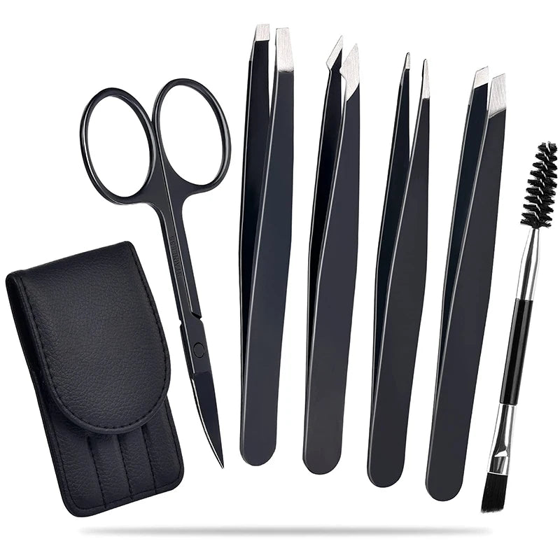 6 Pack Eyebrow Tweezers Set Professional Stainless Steel Ingrown Hair