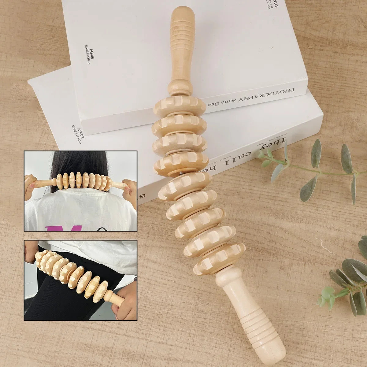 Wooden Therapy Massager Roller Trigger Point Stick For Muscle Relief