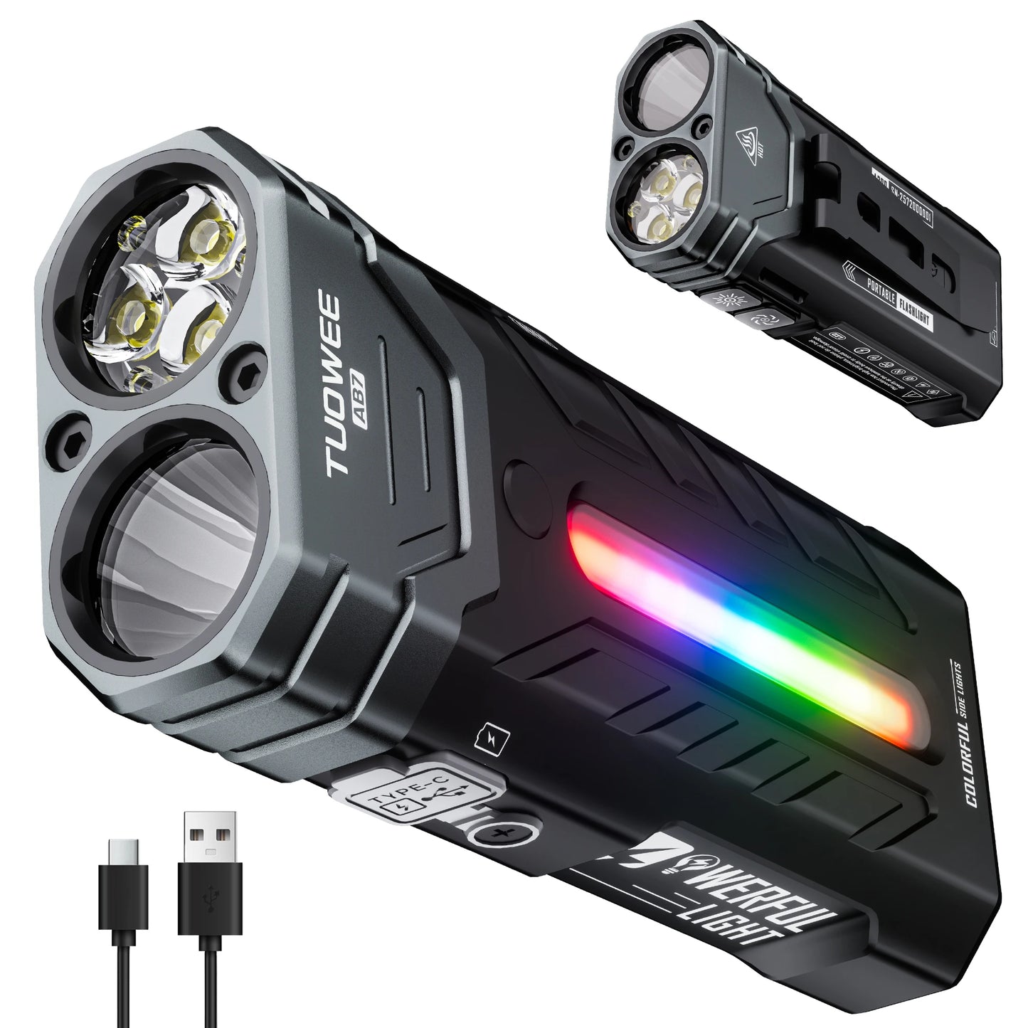 Rechargeable Magnetic LED Flashlight 5000LM With 55 Modes RGB Light