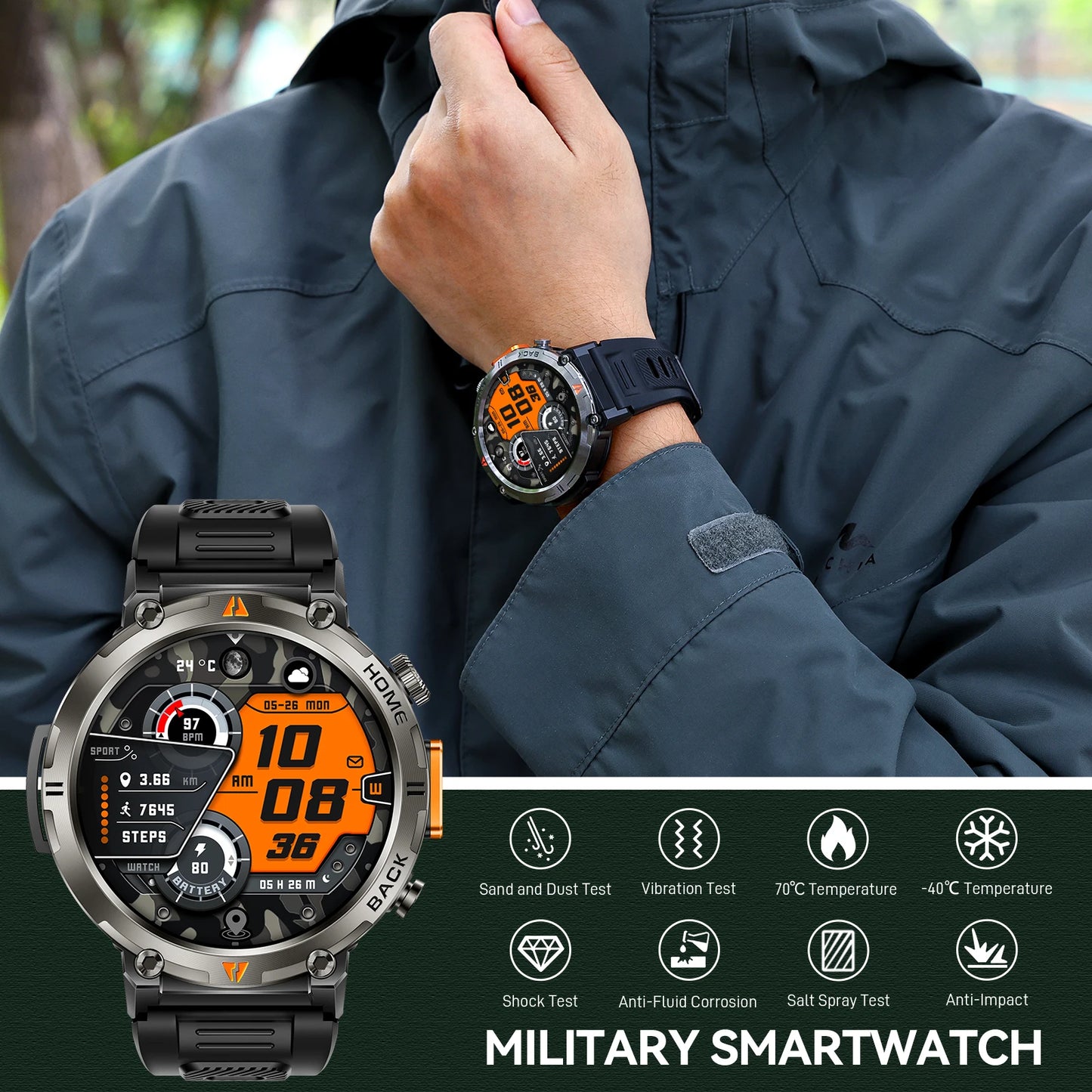 EIGIIS KE3 Smartwatch Bluetooth Call Health Monitor Heart Rate