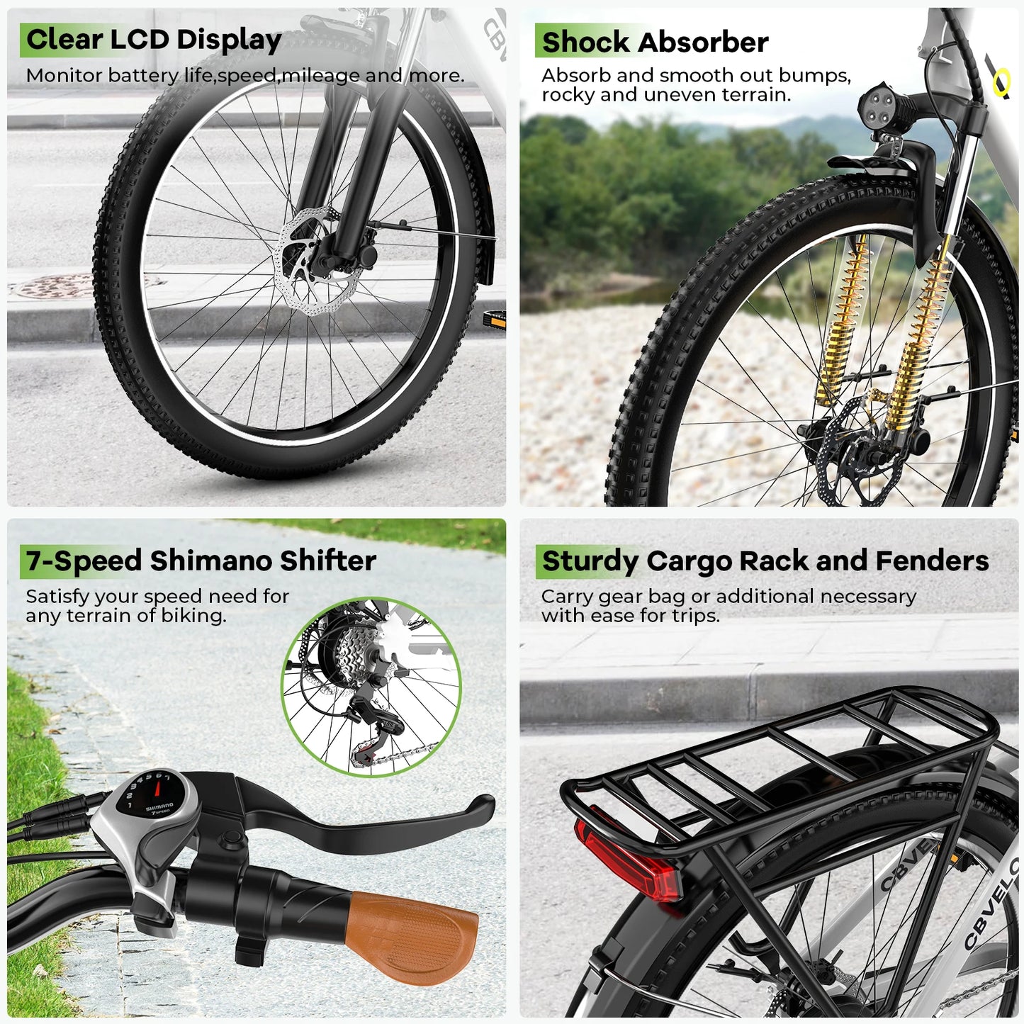 CYBERVELO Urban Commute EBike 48V 1000W Peak Motor