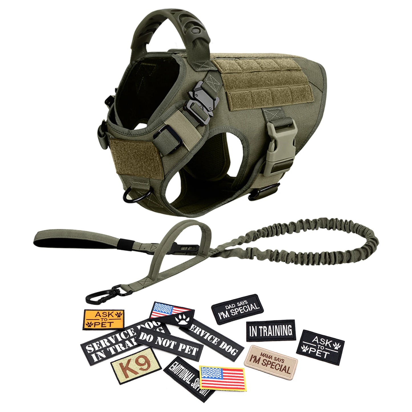 PETRAVEL Military Large Dog Harness Vest Set for Malinois Training