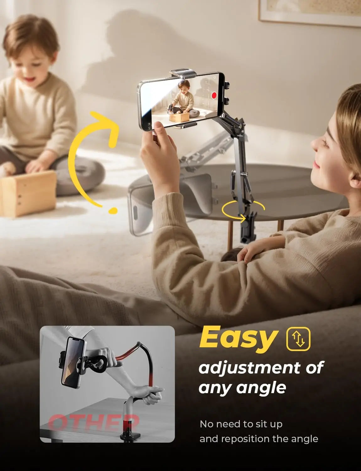 Gooseneck Phone Holder For Bed Desk With Flexible Arm Clamp
