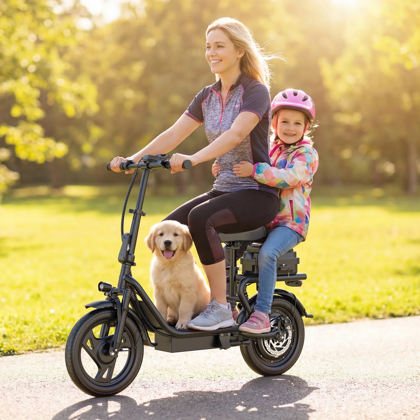 Folding Electric Scooter 500W 48V Battery With Seats Max Range