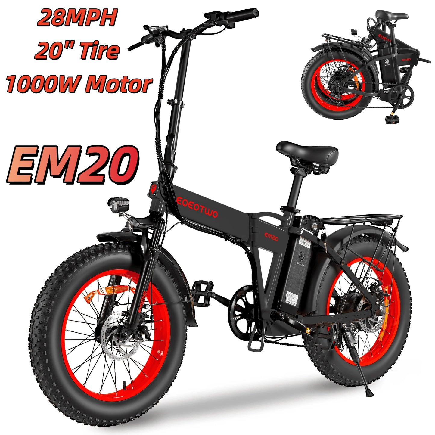 EOEOTWO 1500W Electric Bike 48V 15Ah Fat Tire E-Bike
