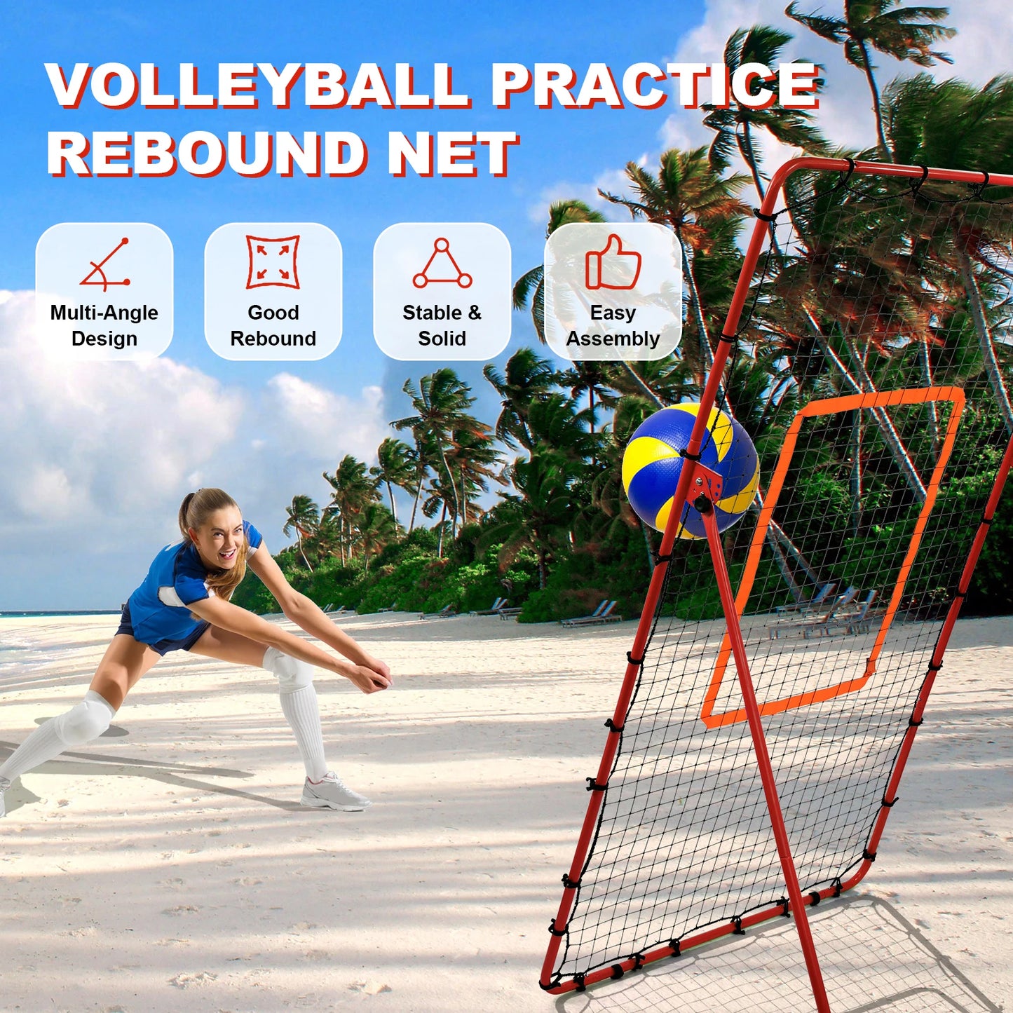 Portable Multi-Sport Rebounder Net For Backyard Practice And Training