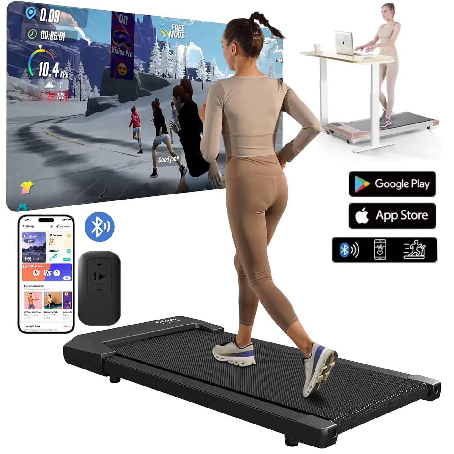 Superun 2in1 Home Treadmill 2.5HP LCD Display Walking Running 300 Lbs Capacity