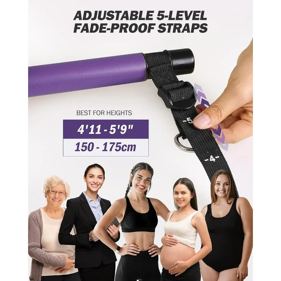 Upgraded Pilates Bar Kit With Resistance Bands Natural Latex