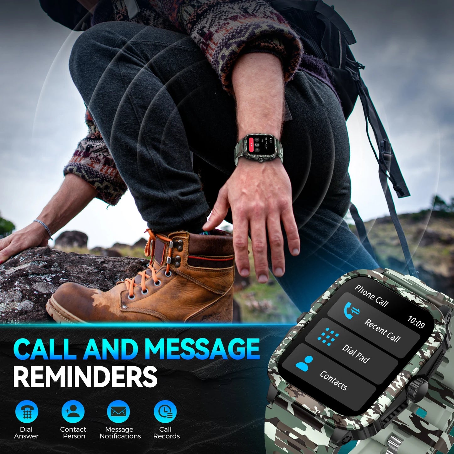 LaNikar KT71 Smart Watch 3ATM Waterproof Fitness Tracker Bluetooth