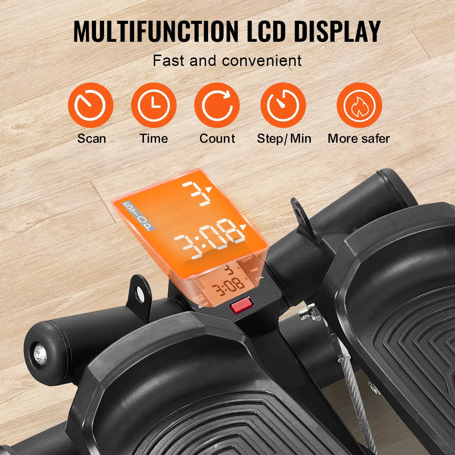 VEVOR Stair Stepper Hydraulic Resistance Bands With LCD Monitor