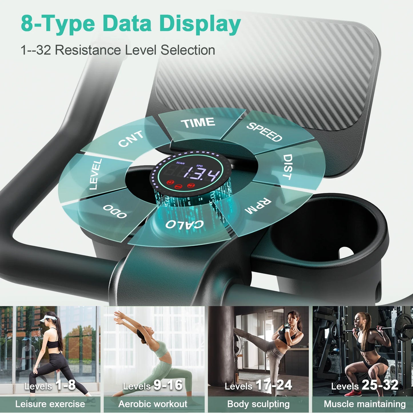 Superun Low Noise 32 Level Magnetic Resistance Exercise Bike