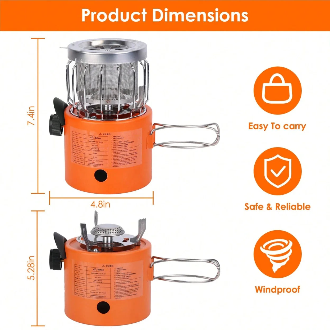Two In One Portable Propane Heater And Stove For Camping