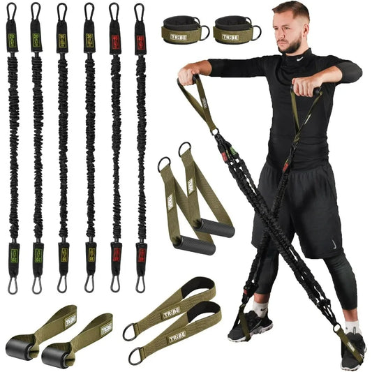 Tube Resistance Bands Set With Bar Handles Ankle Straps