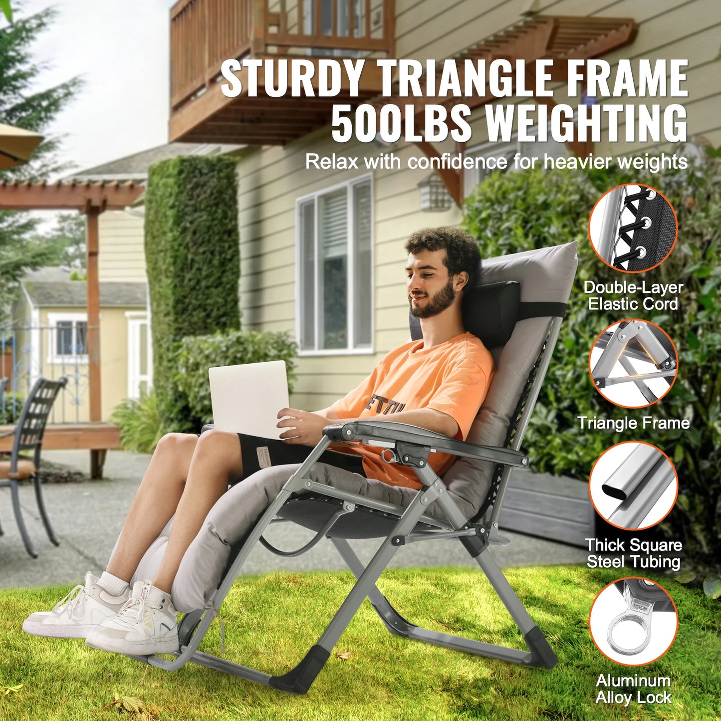 SucceBuy Zero Gravity Chair With Cushioned Footrest And Cupholder