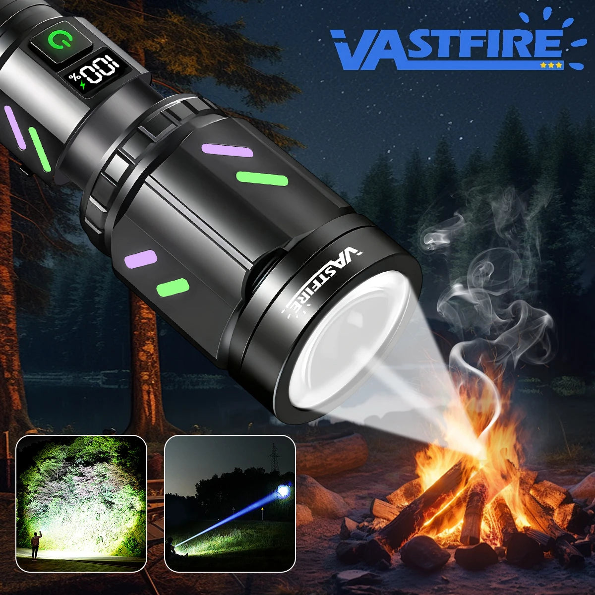 VASTFIRE Bright LED White Laser Flashlight Zoom Torch