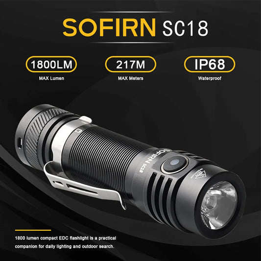 Sofirn Sc18 Rechargeable Led Flashlight Featuring Tir Optics Design
