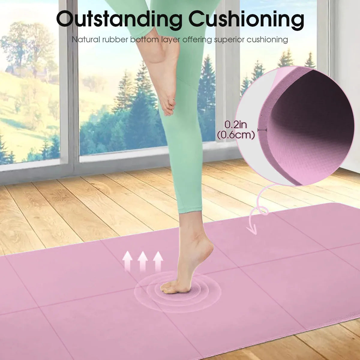 Yoga Mat Non Slip Fitness Pad for Home Gym Travel