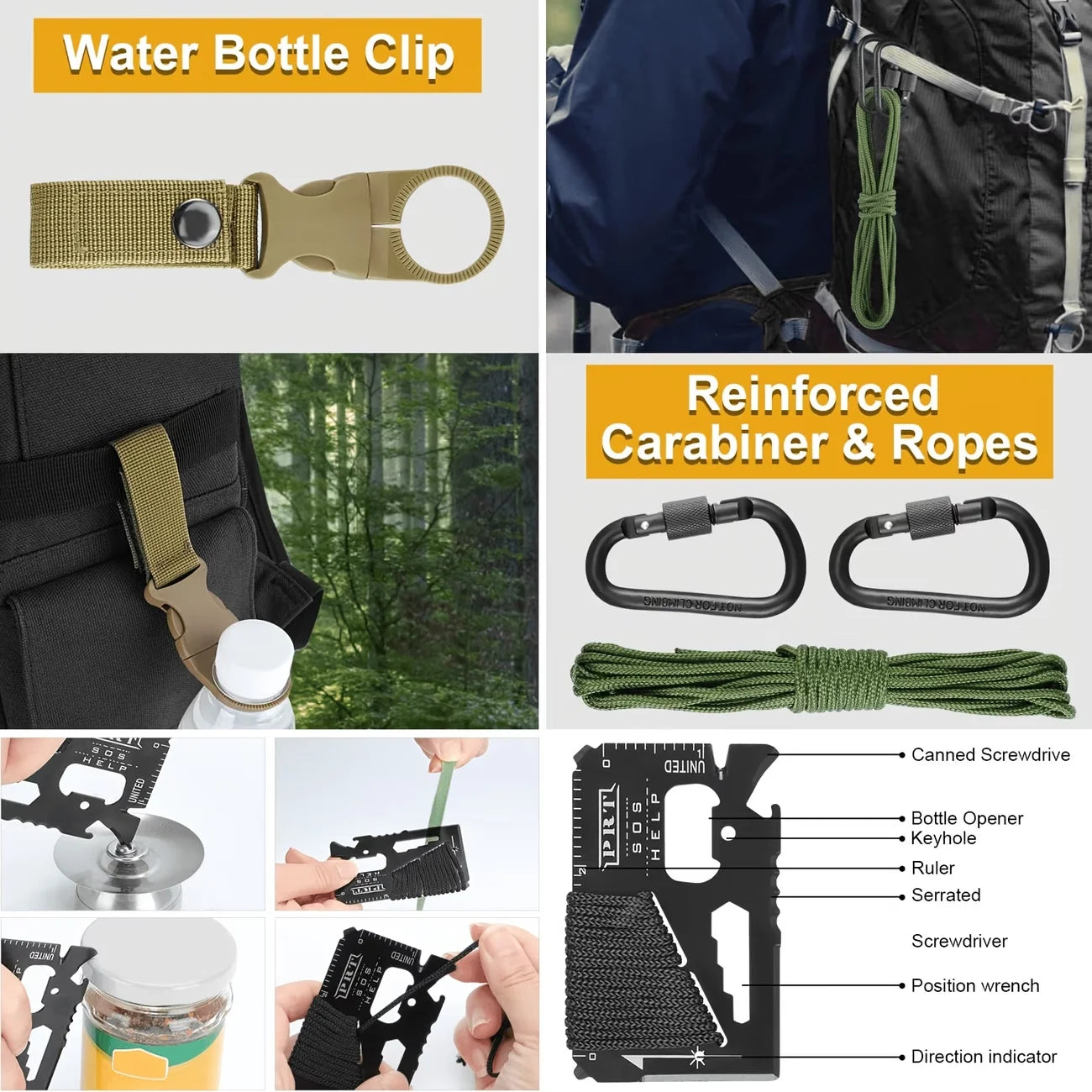 Professional Survival Outdoor Gear Set With Fire Starters And Tools