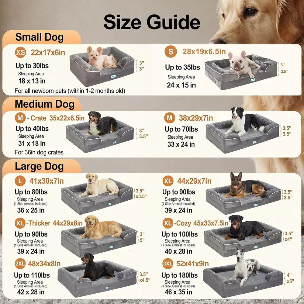Orthopedic Dog Bed Memory Foam With Waterproof Removable Cover