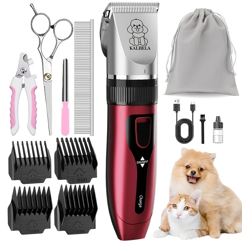 Rechargeable Professional Pet Grooming Clipper Kit With Ceramic Blade