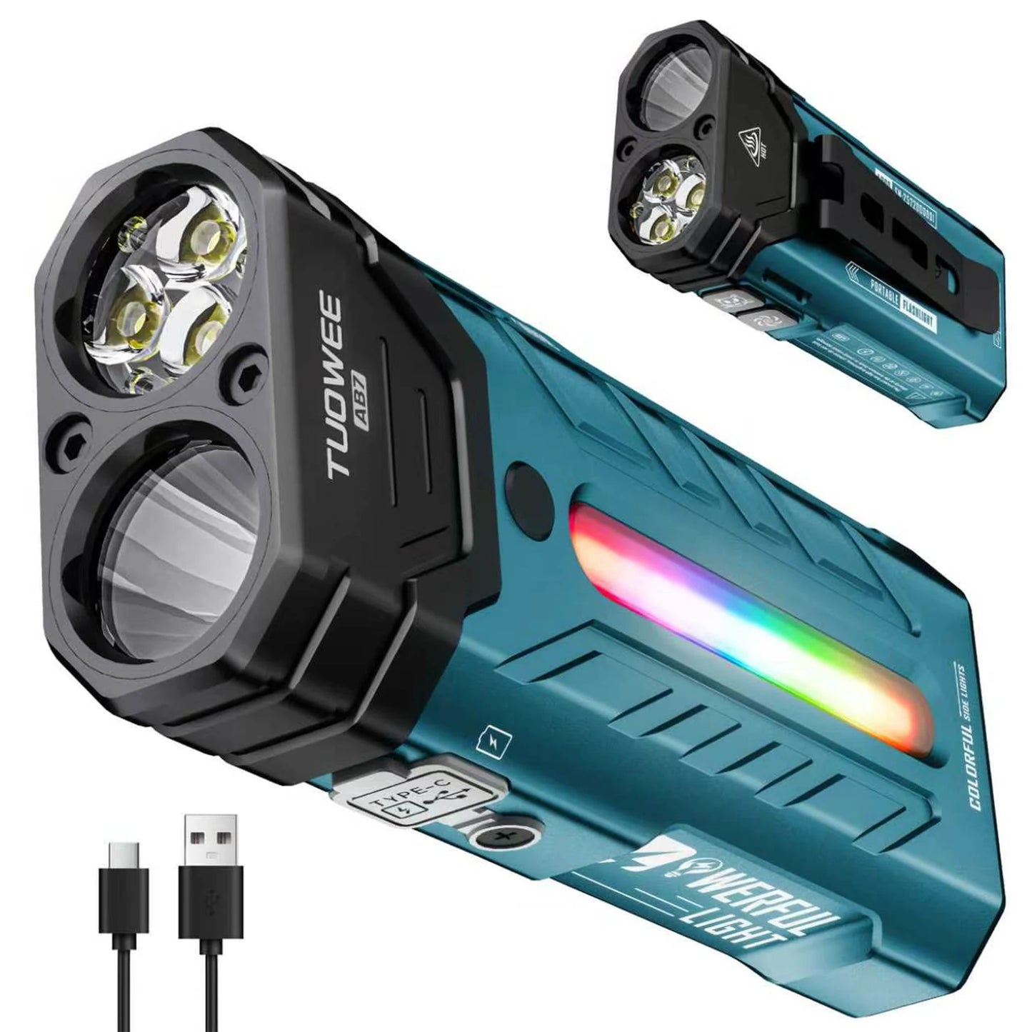 Rechargeable Magnetic LED Flashlight 5000LM With 55 Modes RGB Light