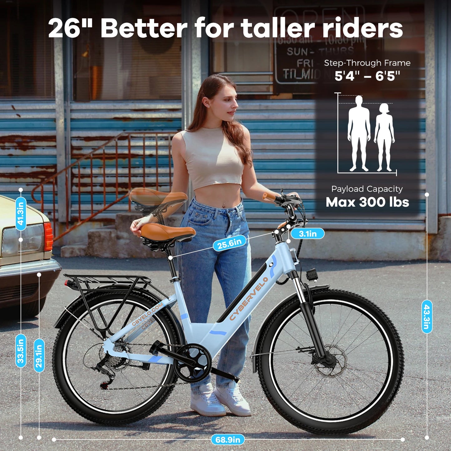 CYBERVELO Urban Commute EBike 48V 1000W Peak Motor
