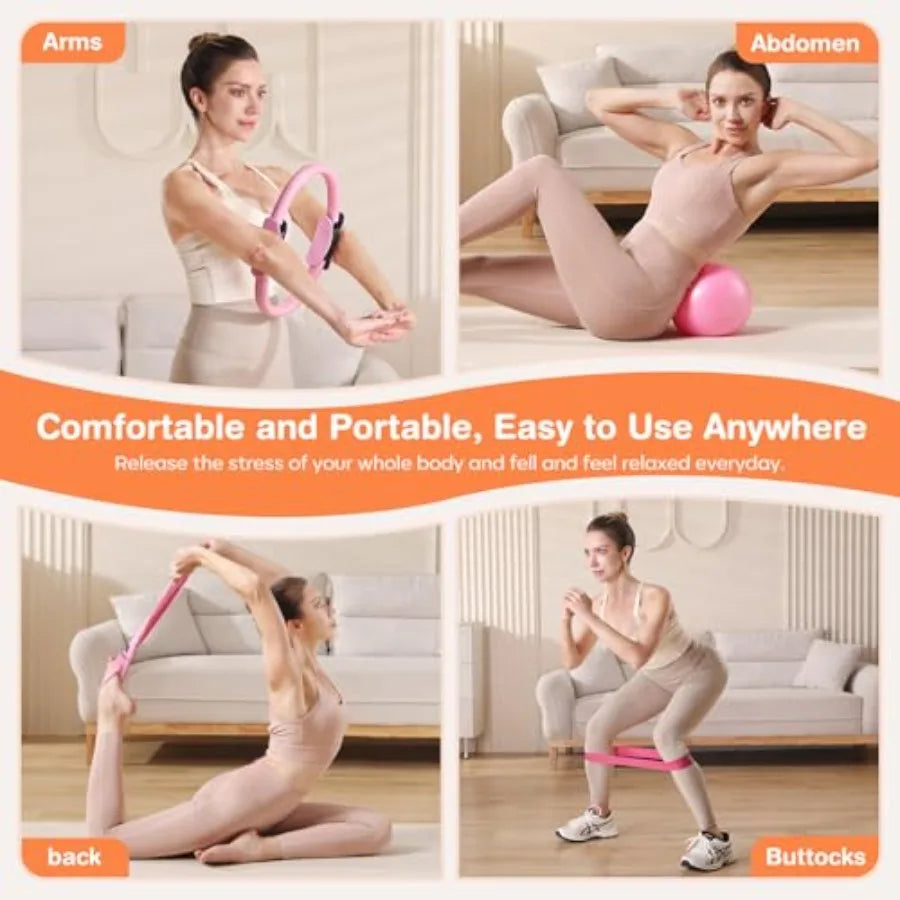Pilates Kit 7-in-1 Set With Anti-Burst Mini Ball And Bands