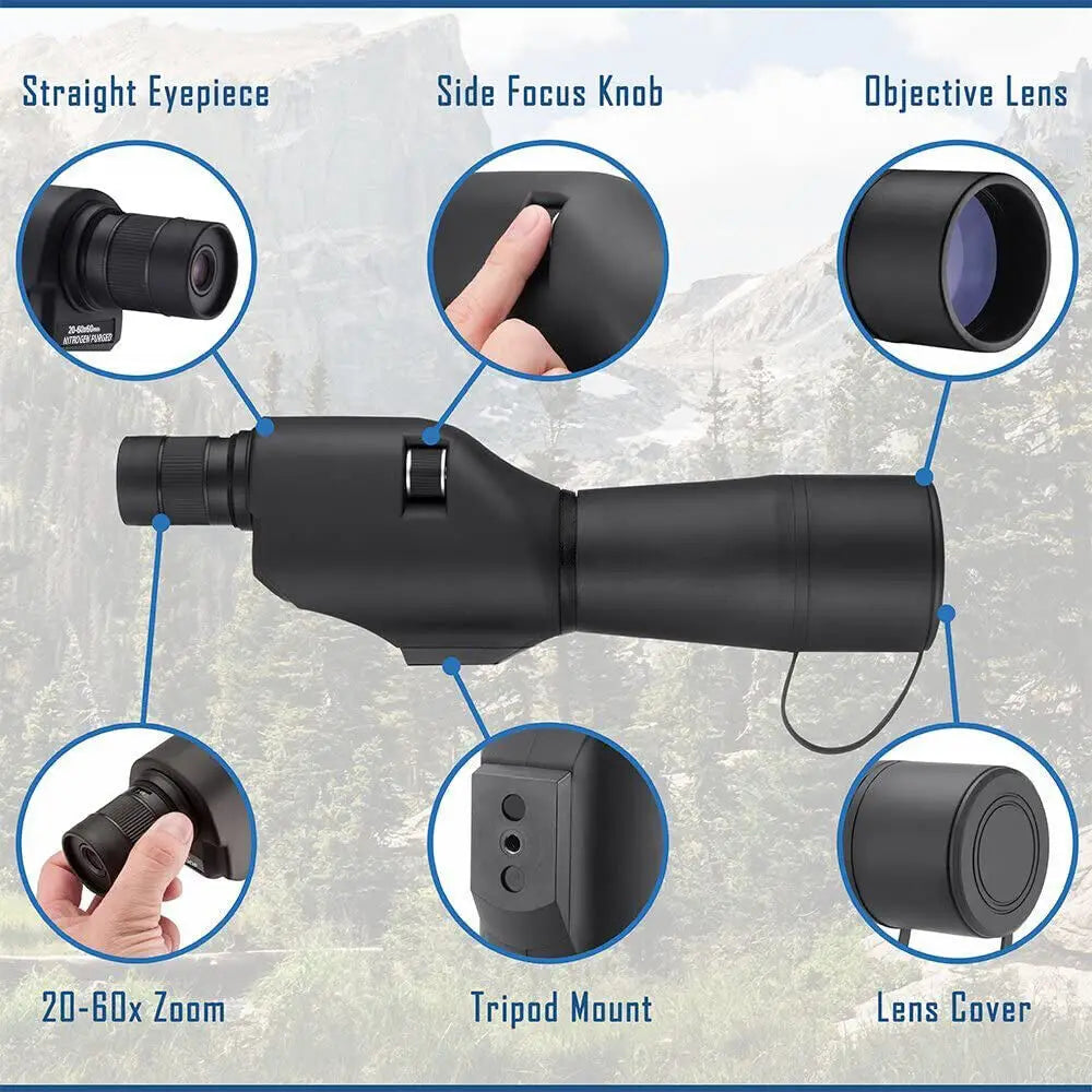 Zoom Angled Spotting Scope 20 To 60x With Adjustable Tripod