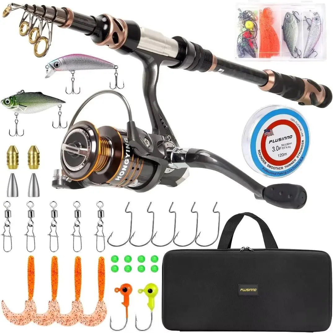 Carbon Fiber Telescopic Fishing Rod And Reel Combo Case