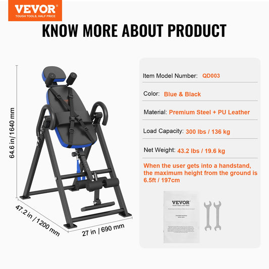 SucceBuy Inversion Table Heavy Duty Decompression Back Stretcher Headrest