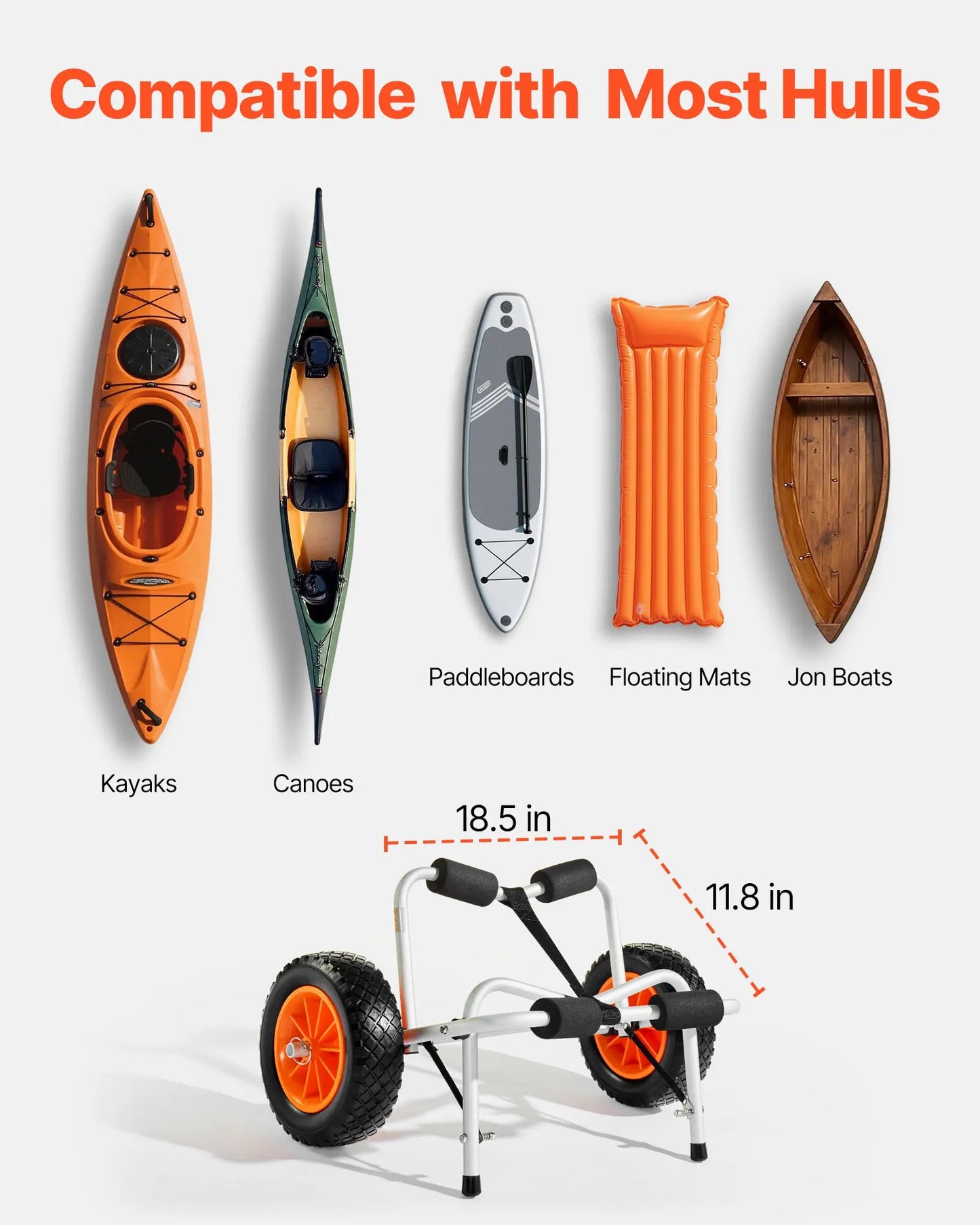 Kayak Cart For Kayaks And Paddle Boards Foldable 250 Lbs