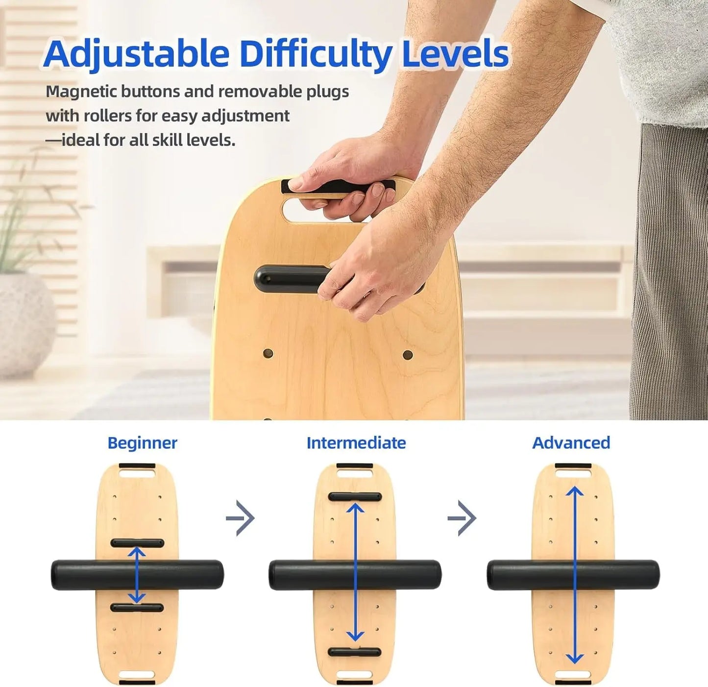 Adjustable Wobble Balance Board With Roller for Stability Training