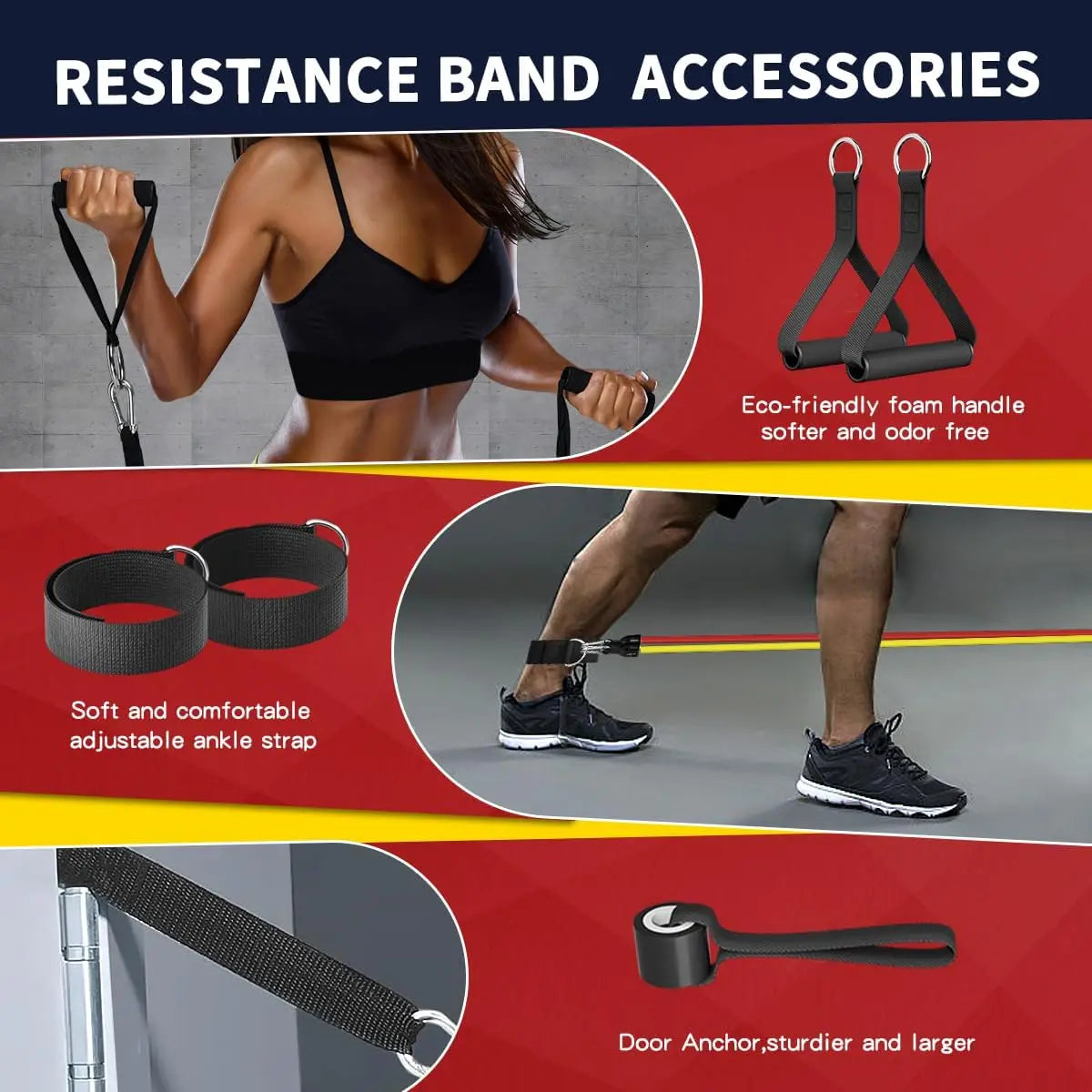 Resistance Bands Kit With Handles And Door Anchor For Strength Training
