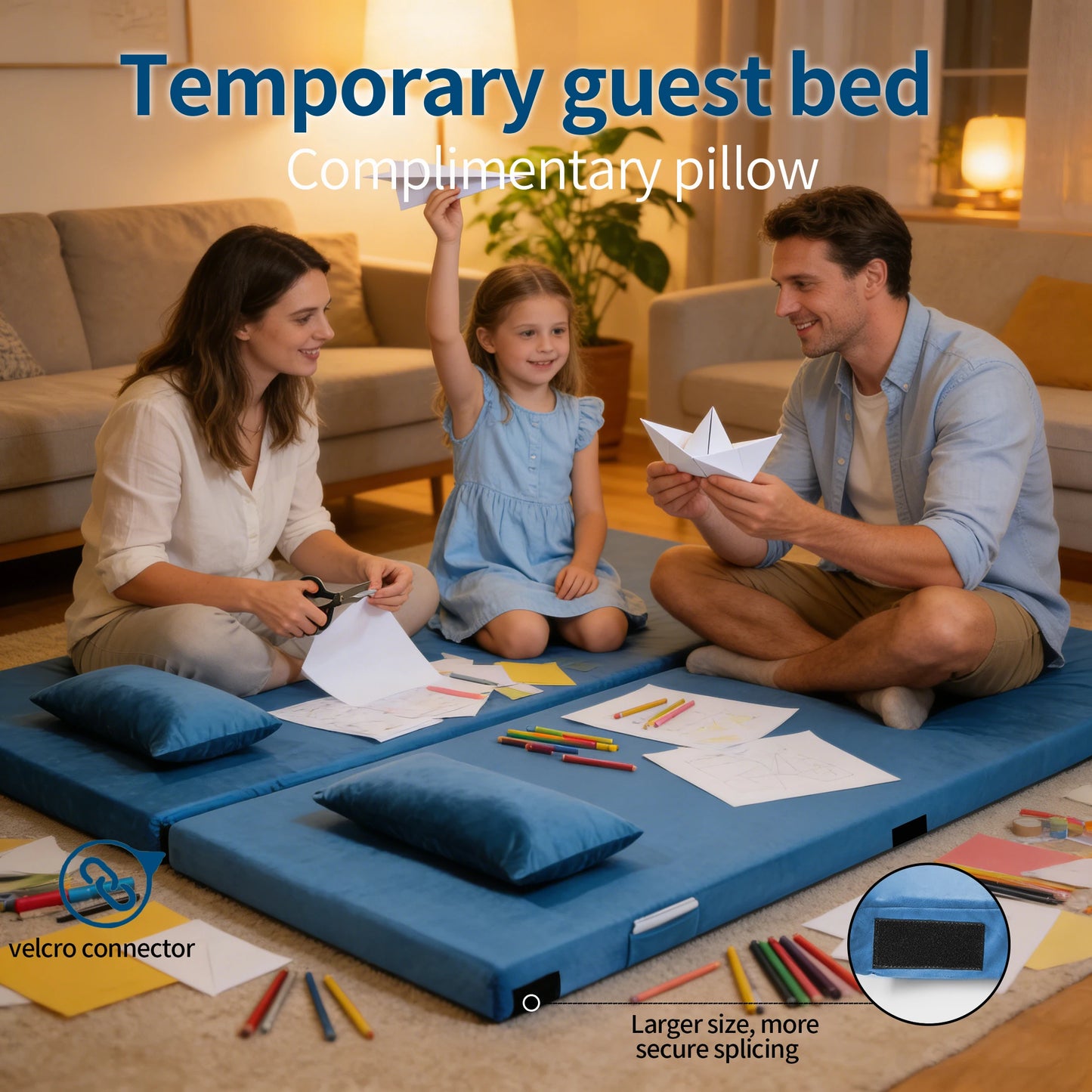 Memory Foam Camping Mattress Pad With Non Slip Bottom