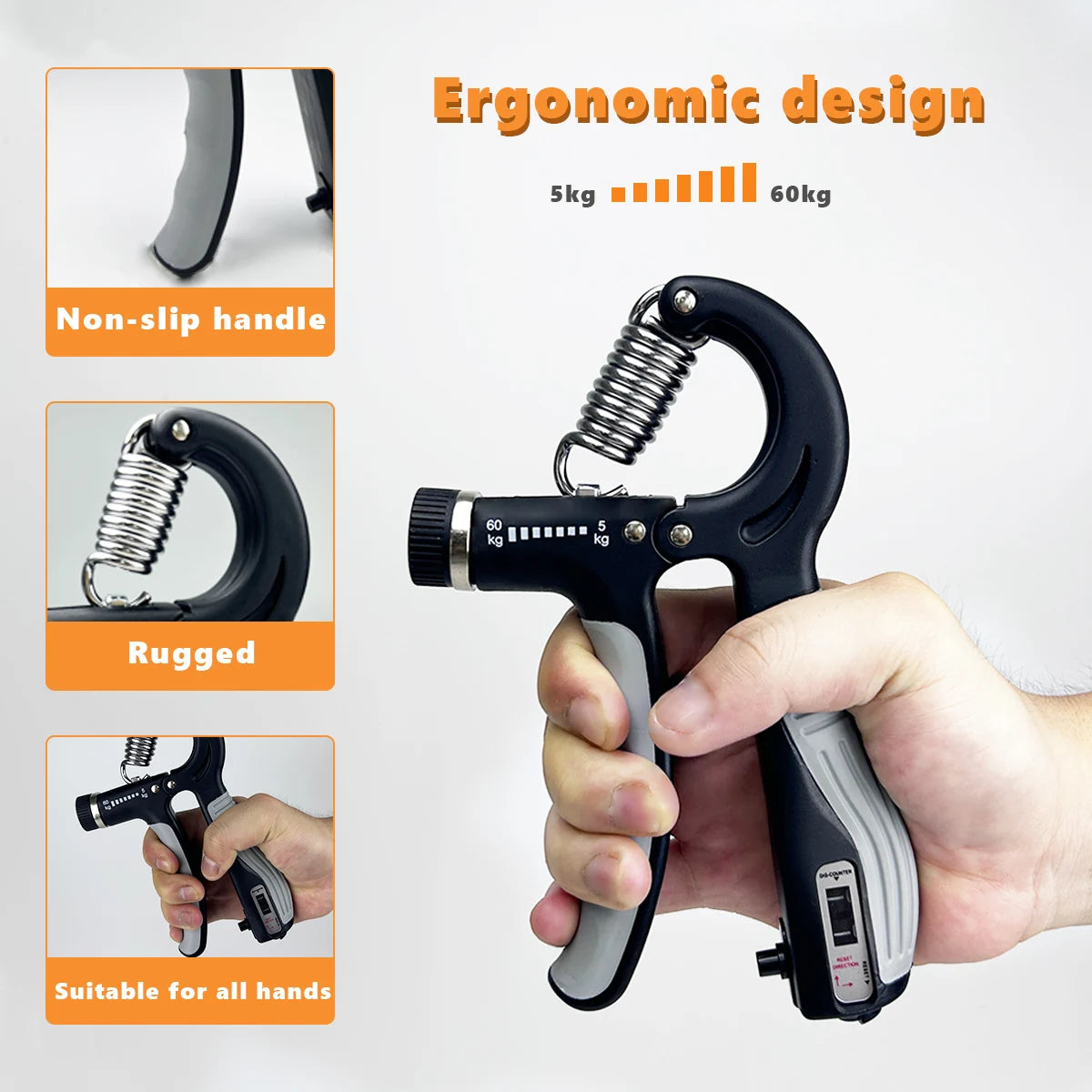Grip Strength Trainer Adjustable Hand Grip Strengthener Forearm Rehab